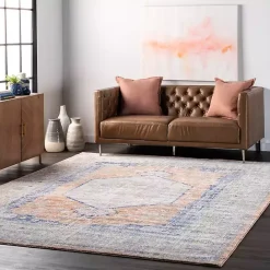 New Kirklands Home Pink Vintage Floral Print Area Rug, 5x7