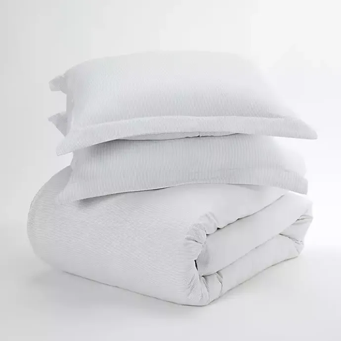 Clearance Kirklands Home Pinstriped 3-pc. Twin Duvet Cover Set Ivory