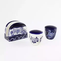 Online Kirklands Home Pip Vintage Blue Floral 3-pc. Shaker & Napkin Set