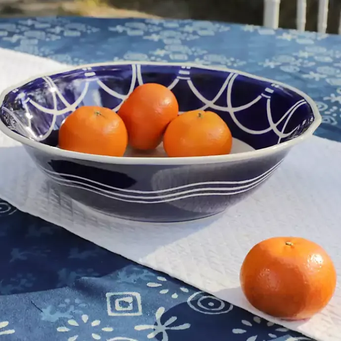 New Kirklands Home Pip Vintage Blue Floral Serving Bowl