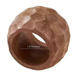 New Kirklands Home Pitted Chunky Mango Wood 4-pc. Napkin Ring Set Brown