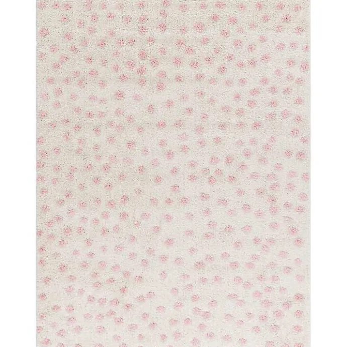 New Kirklands Home Plush Pink Dotted Area Rug, 5x7