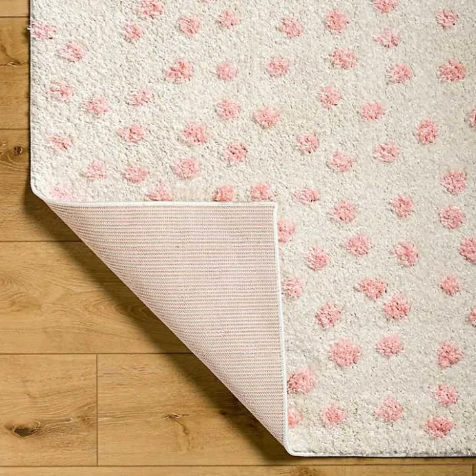 New Kirklands Home Plush Pink Dotted Area Rug, 5x7