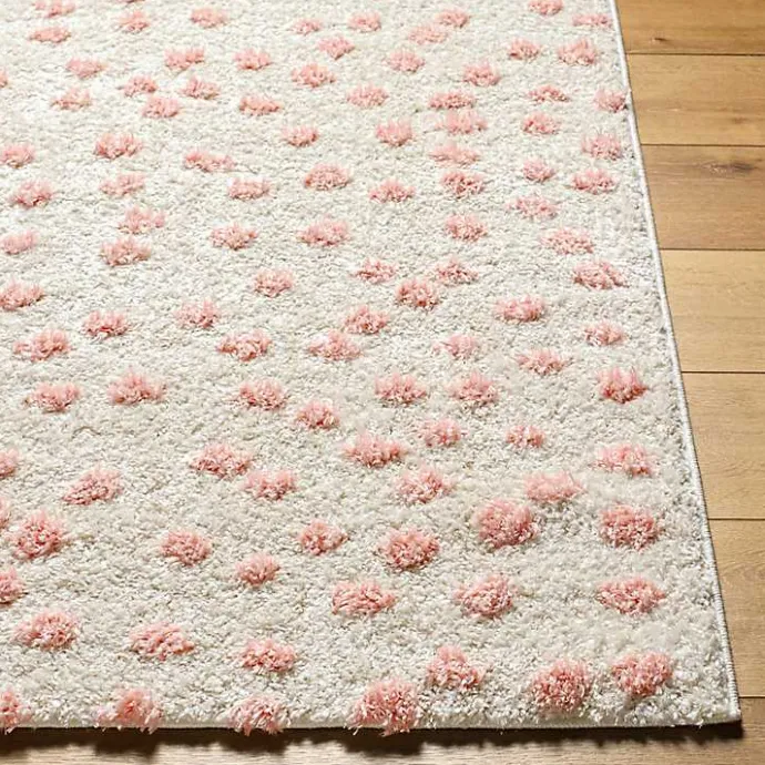 New Kirklands Home Plush Pink Dotted Area Rug, 5x7
