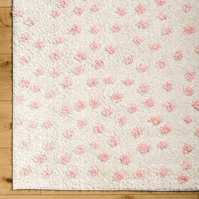 New Kirklands Home Plush Pink Dotted Area Rug, 5x7