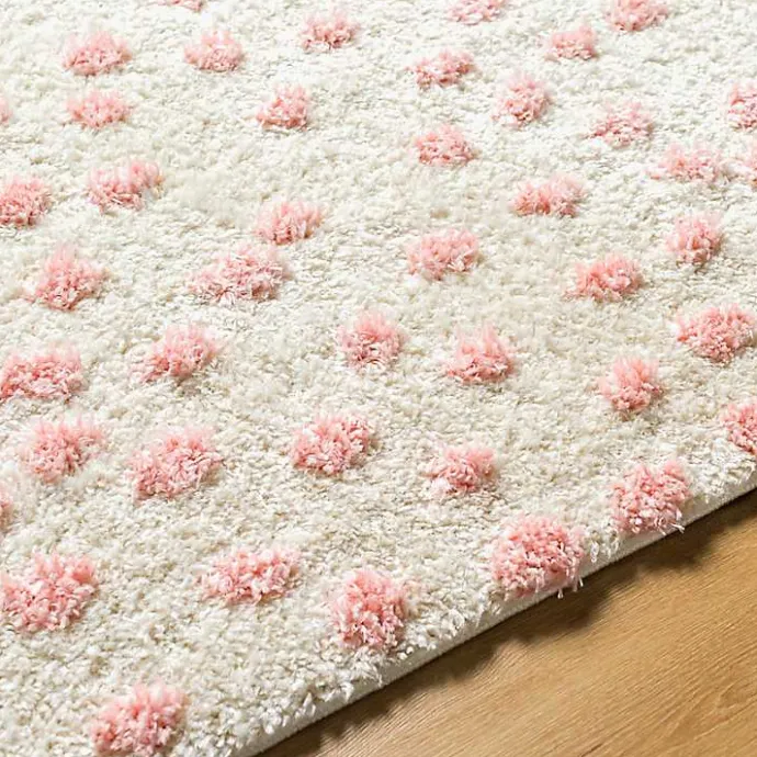 New Kirklands Home Plush Pink Dotted Area Rug, 5x7