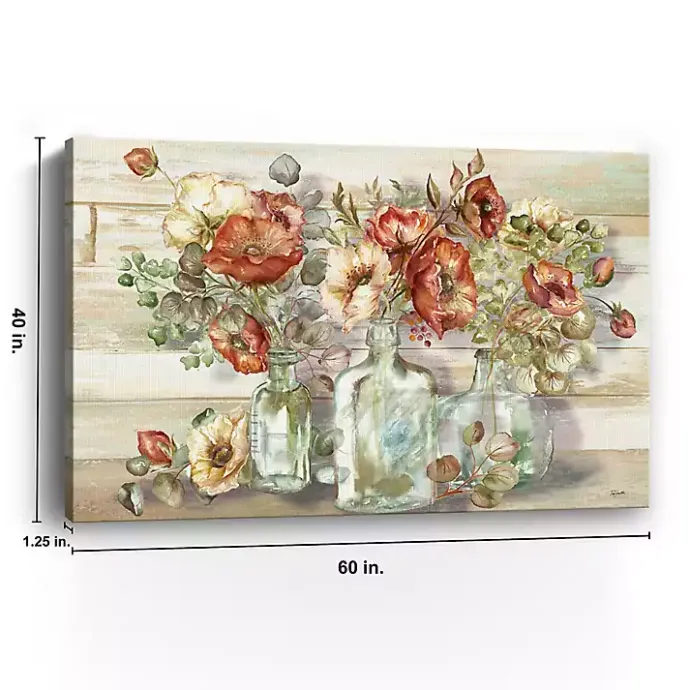 Online Kirklands Home Poppies and Eucalyptus Canvas Art Print, 60x40 in. Tan