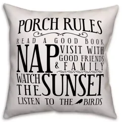 New Kirklands Home Porch Rules Outdoor Pillow