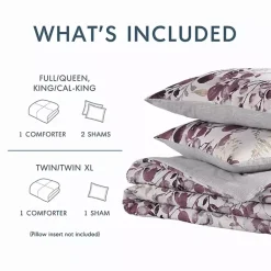 Outlet Kirklands Home Purple Botanical 3-pc. Full/Queen Comforter Set