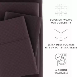 Hot Kirklands Home Embossed Checkered 3-pc. Twin Sheet Set Purple