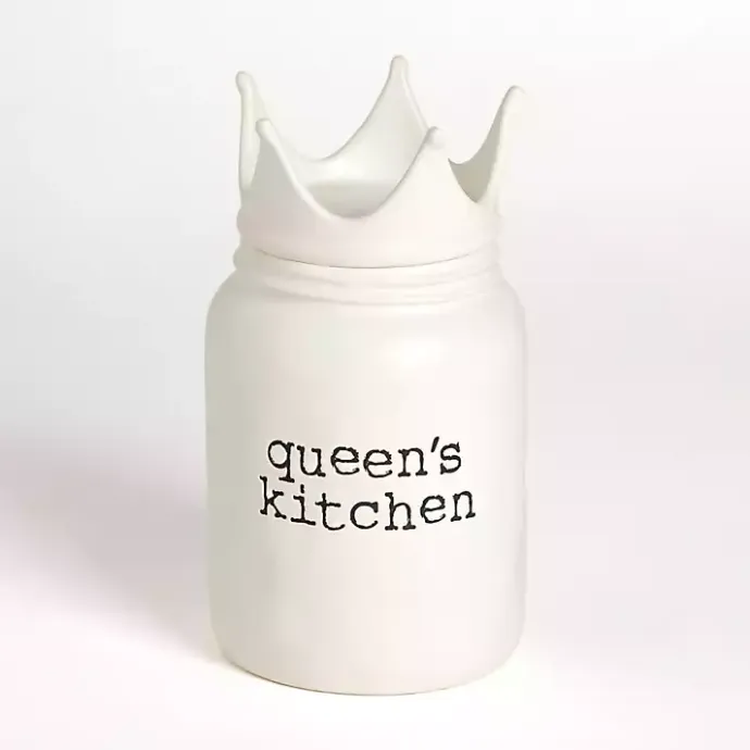New Kirklands Home Queen's Kitchen Ceramic Canister White