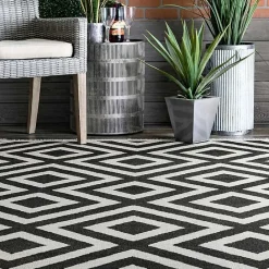 Online Kirklands Home Rain Diamond Fringe Indoor/Outdoor Area Rug, 5x8