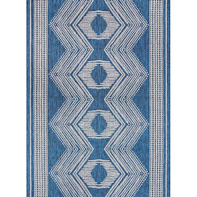 Outlet Kirklands Home Raina Blue Tribal Zig Zag Outdoor Rug, 5x8