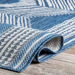 Outlet Kirklands Home Raina Blue Tribal Zig Zag Outdoor Rug, 5x8