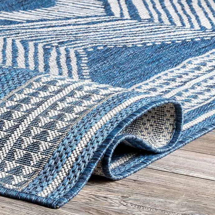 Outlet Kirklands Home Raina Blue Tribal Zig Zag Outdoor Rug, 5x8
