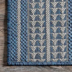 Outlet Kirklands Home Raina Blue Tribal Zig Zag Outdoor Rug, 5x8