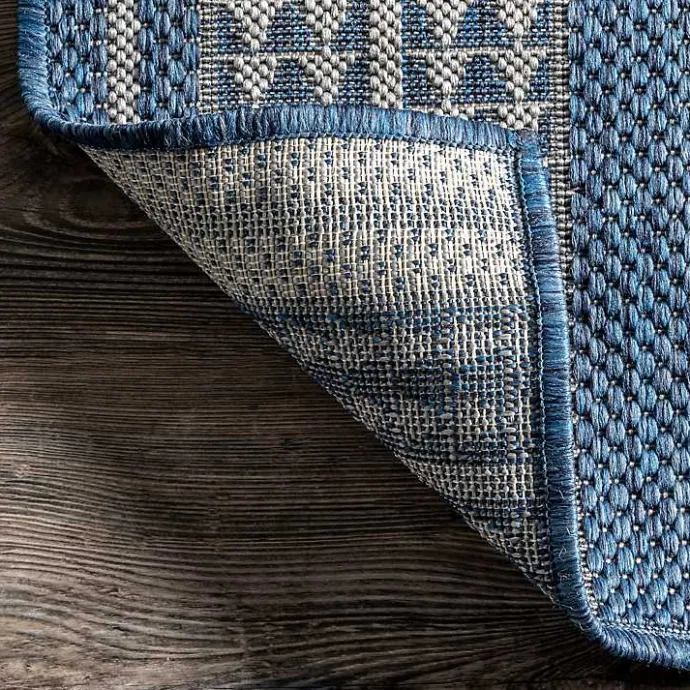 Outlet Kirklands Home Raina Blue Tribal Zig Zag Outdoor Rug, 5x8