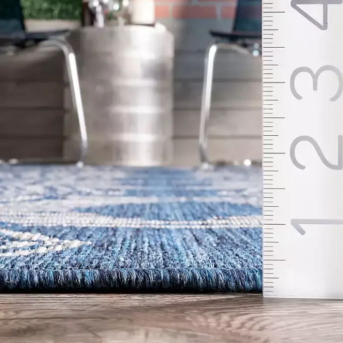 Outlet Kirklands Home Raina Blue Tribal Zig Zag Outdoor Rug, 5x8