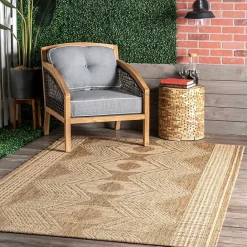 Discount Kirklands Home Raina Tribal Zig Zag Outdoor Rug, 5x8 Brown