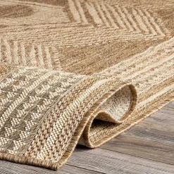 Discount Kirklands Home Raina Tribal Zig Zag Outdoor Rug, 5x8 Brown