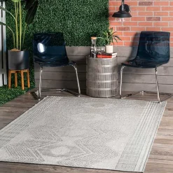 Outlet Kirklands Home Raina Tribal Zig Zag Outdoor Rug, 5x8 Gray