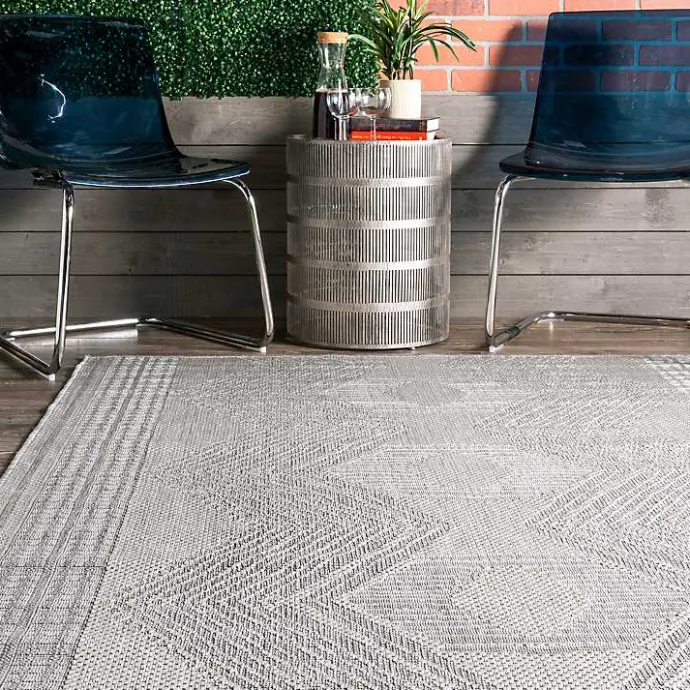 Outlet Kirklands Home Raina Tribal Zig Zag Outdoor Rug, 5x8 Gray