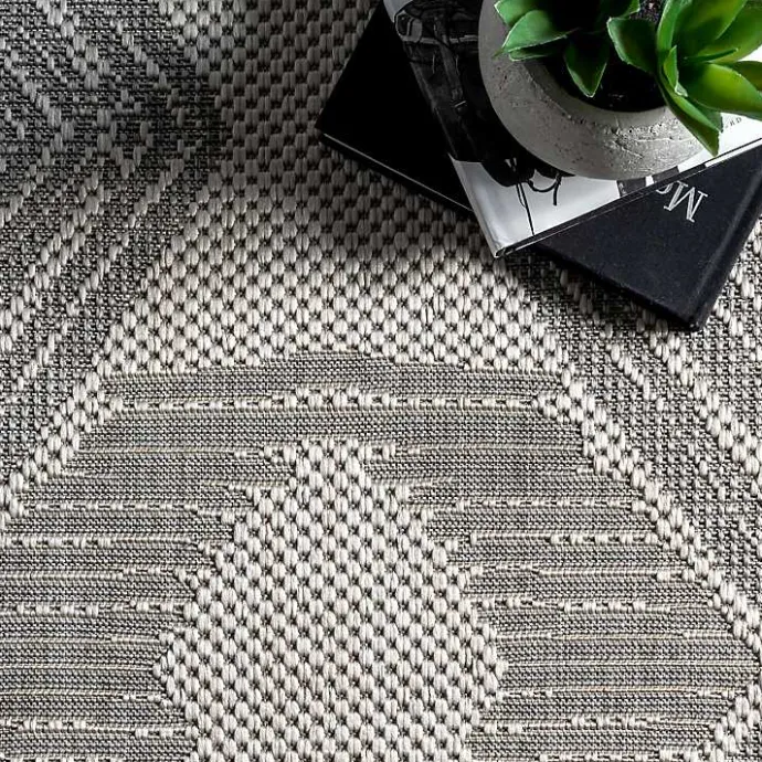 Outlet Kirklands Home Raina Tribal Zig Zag Outdoor Rug, 5x8 Gray