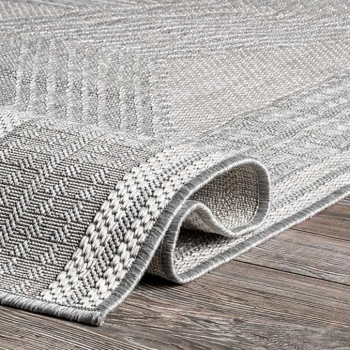 Outlet Kirklands Home Raina Tribal Zig Zag Outdoor Rug, 5x8 Gray