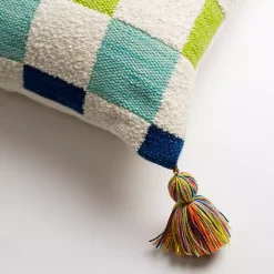 Hot Kirklands Home Rainbow Checkered Outdoor Pillow Multi