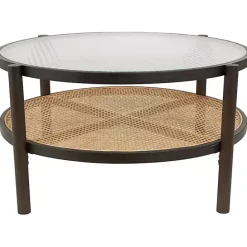 Outlet Kirklands Home Rattan and Glass 2-Tier Coffee Table