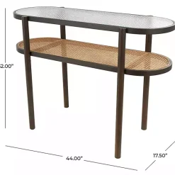 Clearance Kirklands Home Rattan and Glass 2-Tier Console Table