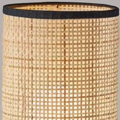 New Kirklands Home Rattan Cylinder Shade Black Base Table Lamp