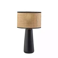 New Kirklands Home Rattan Shade Base Table Lamp Black