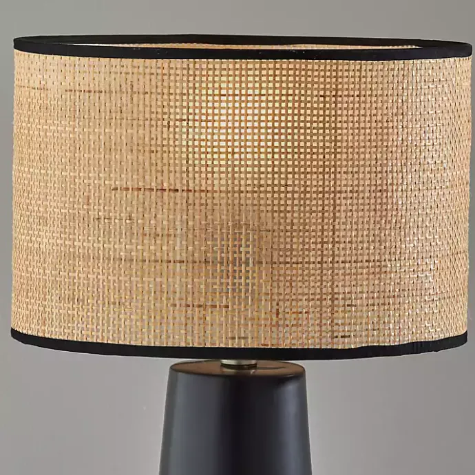 New Kirklands Home Rattan Shade Base Table Lamp Black