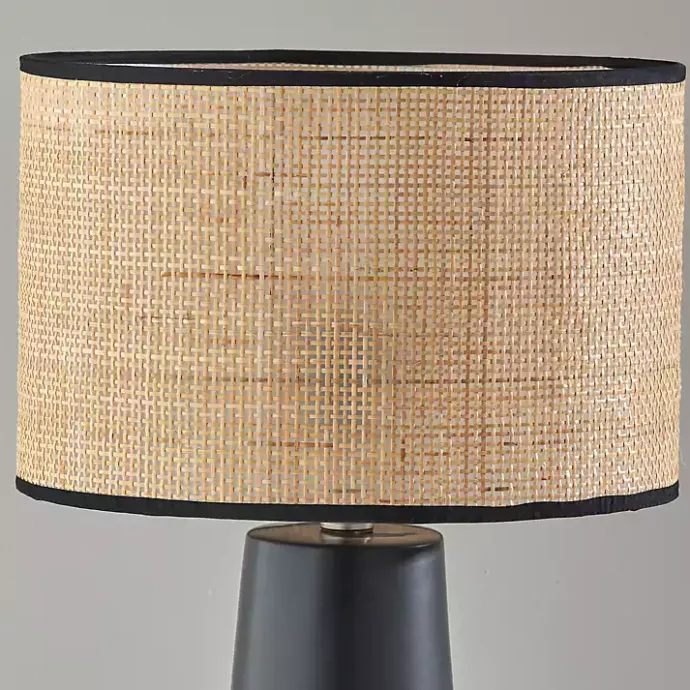 New Kirklands Home Rattan Shade Base Table Lamp Black