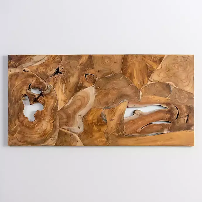 Kirklands Home Raw Teak Root Panel Wall Plaque Brown