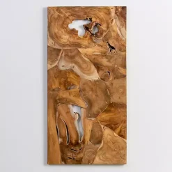 Kirklands Home Raw Teak Root Panel Wall Plaque Brown