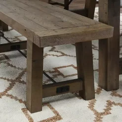 Discount Kirklands Home Reclaimed Wood Industrial Dining Bench Brown