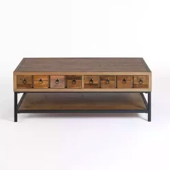 Outlet Kirklands Home Reclaimed Wood Keeping Drawers Coffee Table Brown