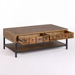 Outlet Kirklands Home Reclaimed Wood Keeping Drawers Coffee Table Brown