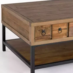 Outlet Kirklands Home Reclaimed Wood Keeping Drawers Coffee Table Brown