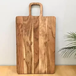 Hot Kirklands Home Rectangle Acacia Wood Paddle Handle Board Brown