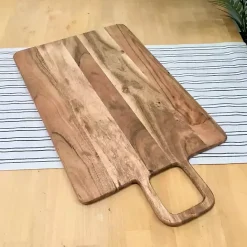 Hot Kirklands Home Rectangle Acacia Wood Paddle Handle Board Brown