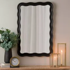 Sale Kirklands Home Rectangle Catorina Black Wavy Wall Mirror