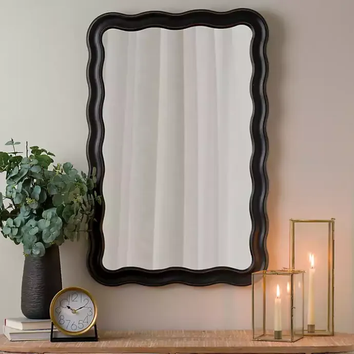 Sale Kirklands Home Rectangle Catorina Black Wavy Wall Mirror