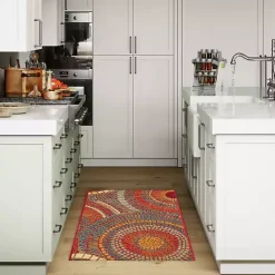 Kirklands Home Red & Blue Circles Indoor/Outdoor Rug, 3x4