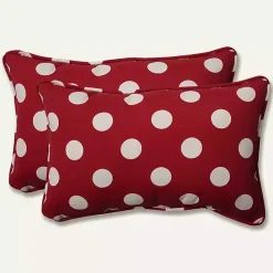 Clearance Kirklands Home Red & White Polka Dot Lumbar Pillows, Set of 2