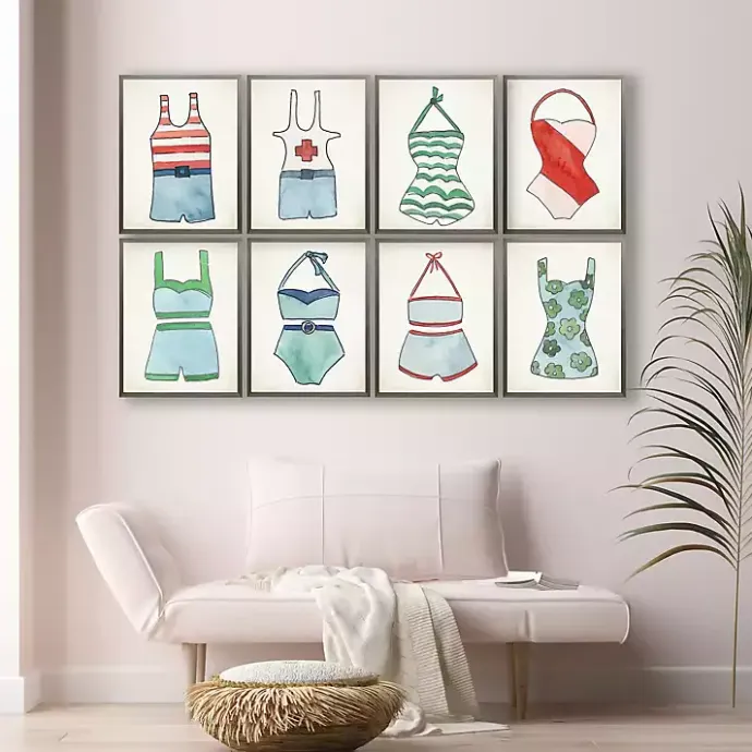 Sale Kirklands Home Red and Blue Vintage Swimsuits Art, Set of 4