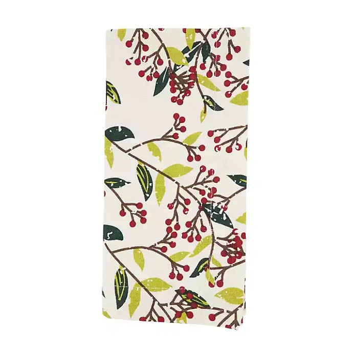 New Kirklands Home Red Berry Delight Cotton Napkins, Set of 4