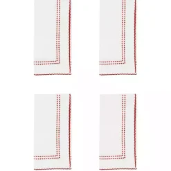 Sale Kirklands Home Red Border Embroidered Napkins, Set of 4